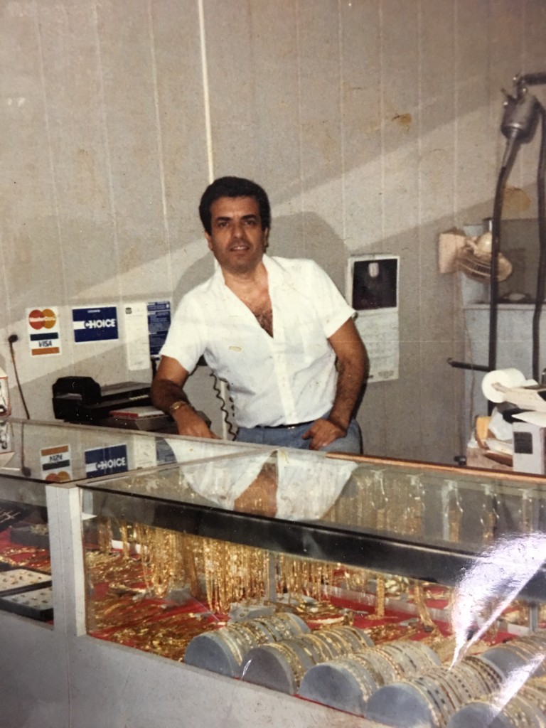 Sol behind his original gold counter in the 1980s